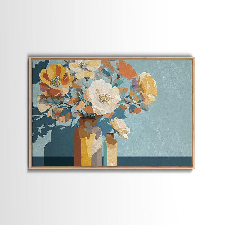 Vase of Flowers Rendered Canvas Print, Midcentury Modern Art, Gallery Decor, Living Room Decor, Fine Art, Retro, Wall Art, MMA-3x2-48