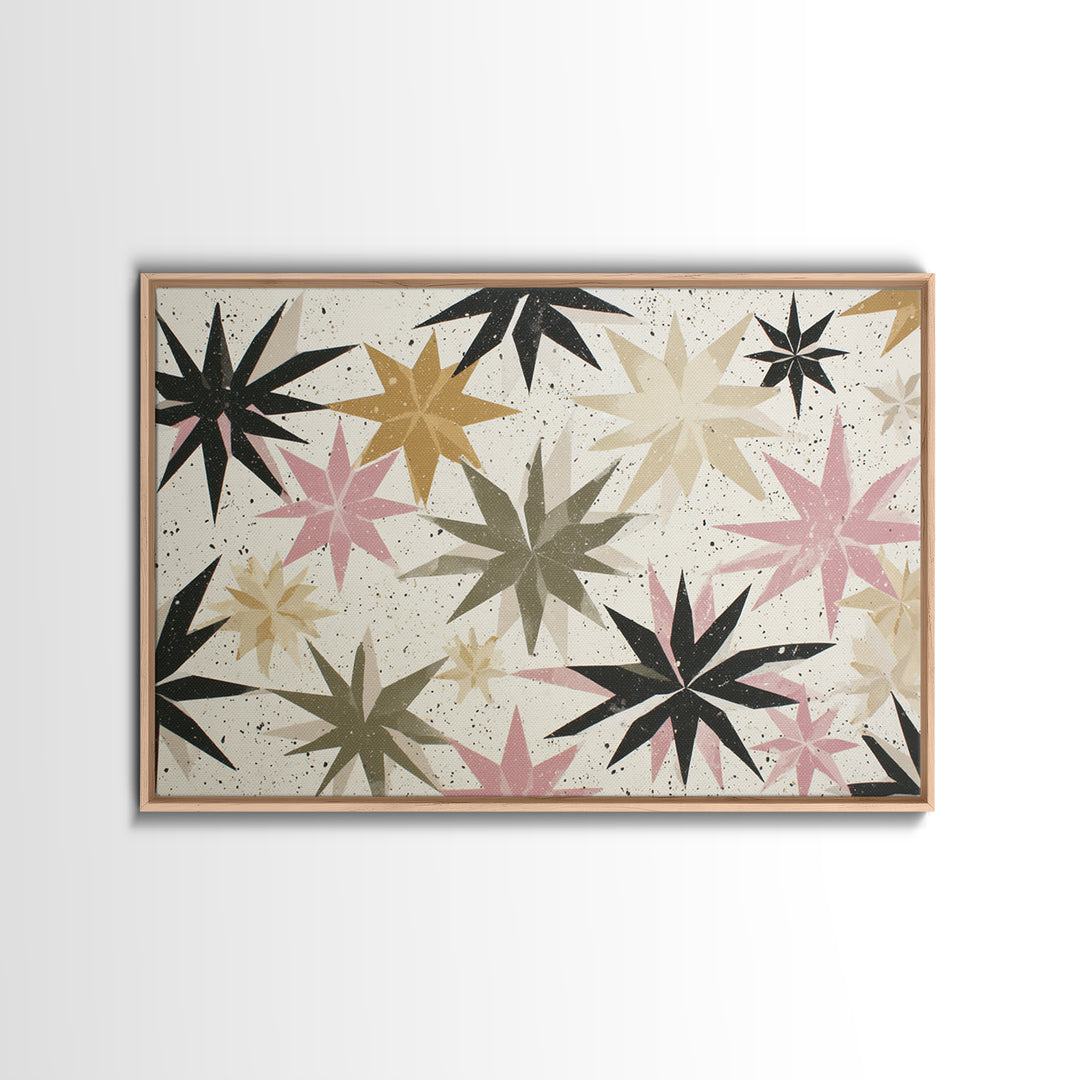 Atomic Starburst Pattern Framed Canvas Print, Midcentury Modern Art, Abstract Art, Living Room Decor, Fine Art, Retro, MMA-3x2-6
