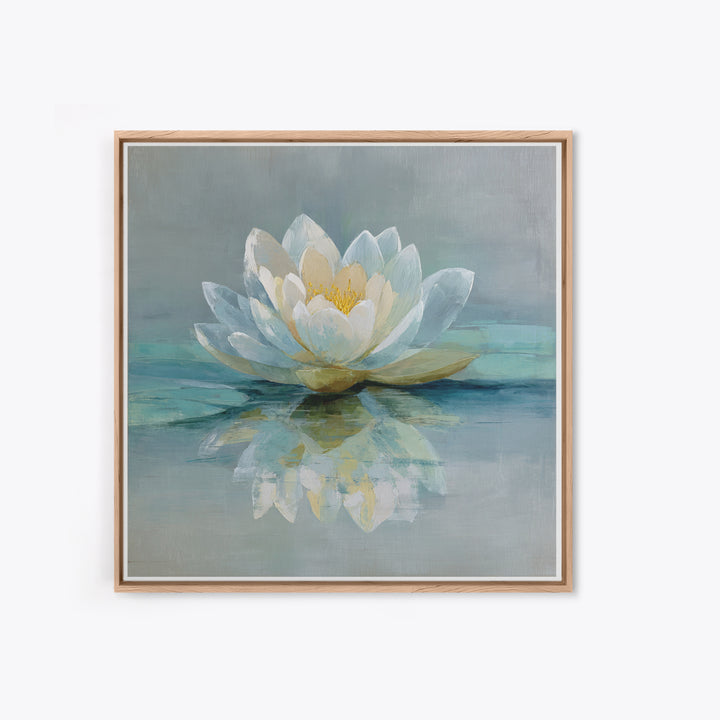 Lotus Flower Floating on Still Water Framed Canvas Print, Medical Office Art, Animal Art, Office Decor, Watercolor Art, Calm, MOA-1x1-11