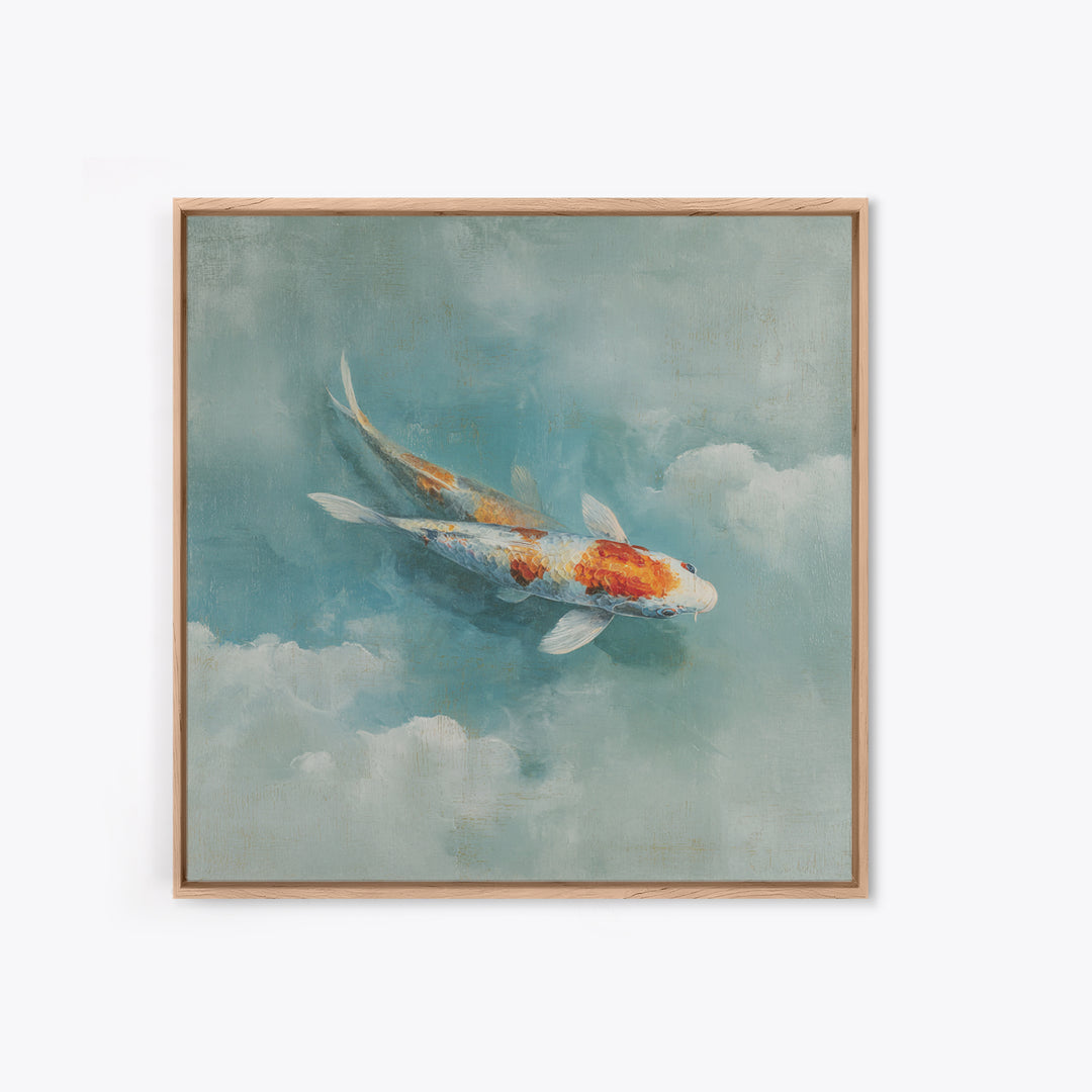 Calm Koi Fish Swimming Through Clear Water Canvas Print, Medical Office Art, Brain Poster, Office Decor, Oil Painting, Calm, MOA-1x1-22