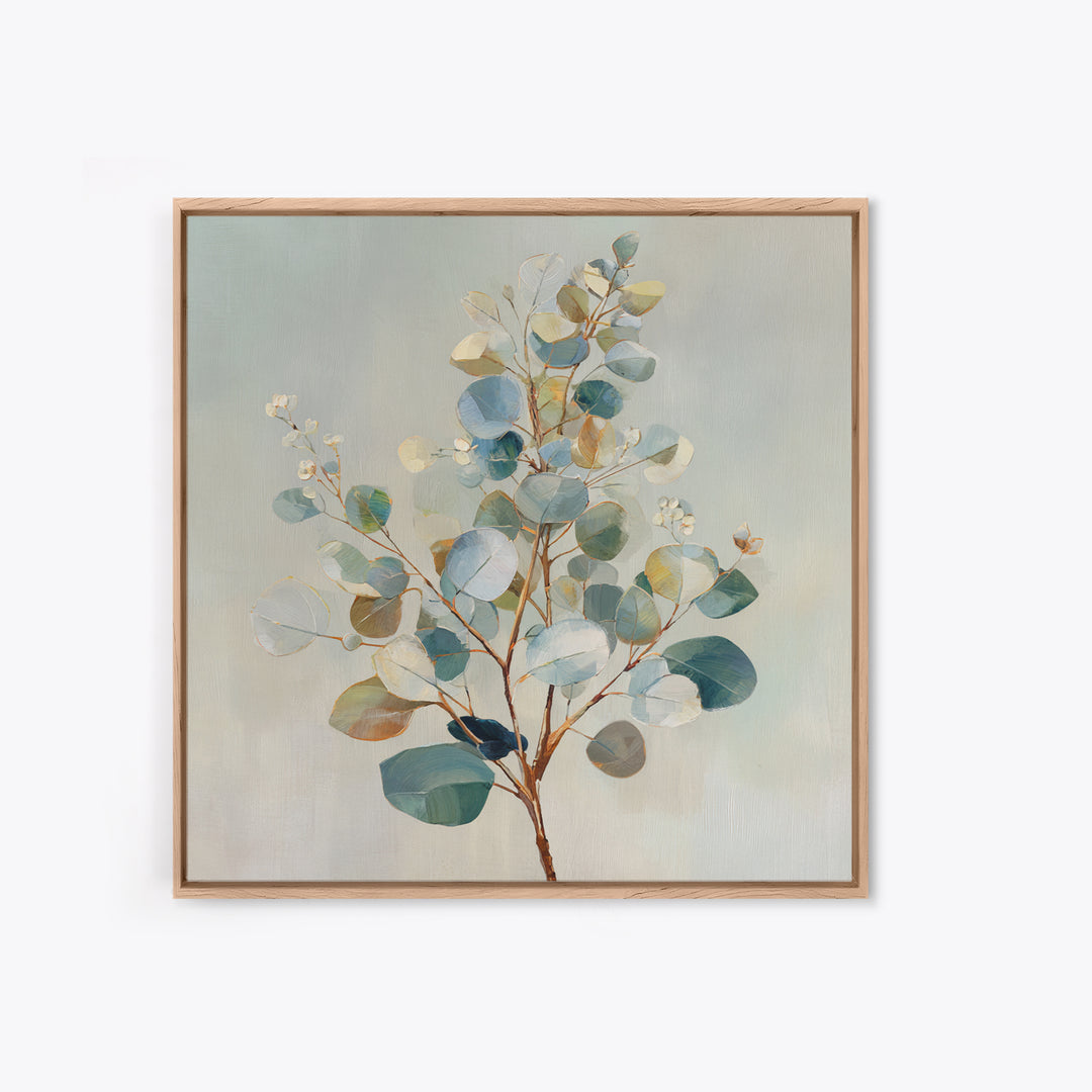 Botanical Eucalyptus Branch Framed Canvas Print, Medical Office Art, Medical Decor, Office Decor, Oil Painting, Calm, MOA-1x1-27