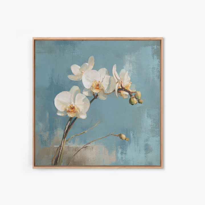 White Orchid on Gray Stone Surface Canvas Print, Medical Office Art, School Nurse Art, Office Decor, Oil Painting, Calm, MOA-1x1-30