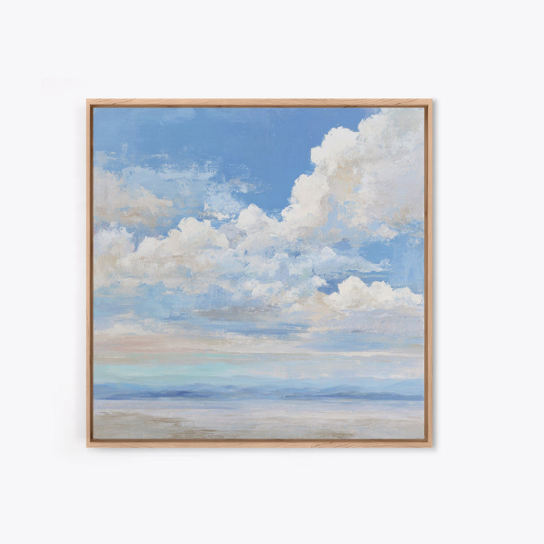 Sky and Cloud Scene Framed Canvas Print, Medical Office Art, Statement Artwork, Office Decor, Abstract Art, Calm, Digital Art, MOA-1x1-33