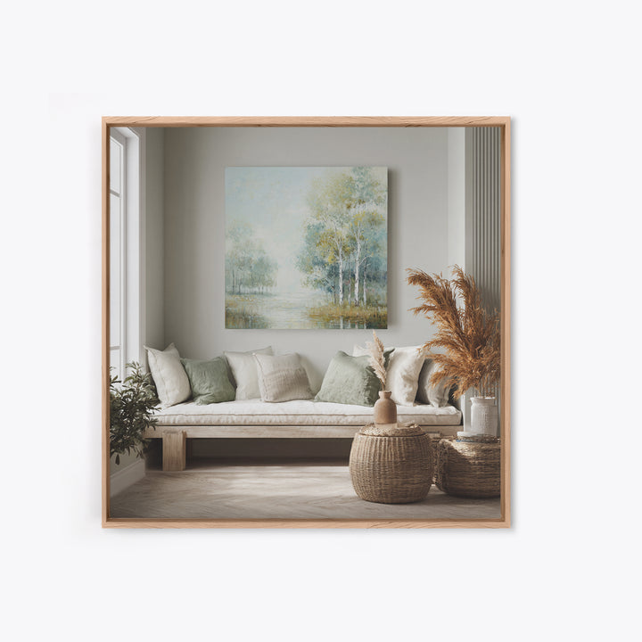 Gentle Forest Path Framed Canvas Print, Medical Office Art, Gallery Decor, Office Decor, Oil Painting, Calm, Contemporary Art, MOA-1x1-41