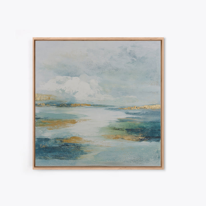 Coastal Shells and Water Study Framed Canvas Print, Medical Office Art, Dental Office Decor, Office Decor, Fine Art, Calm, MOA-1x1-44