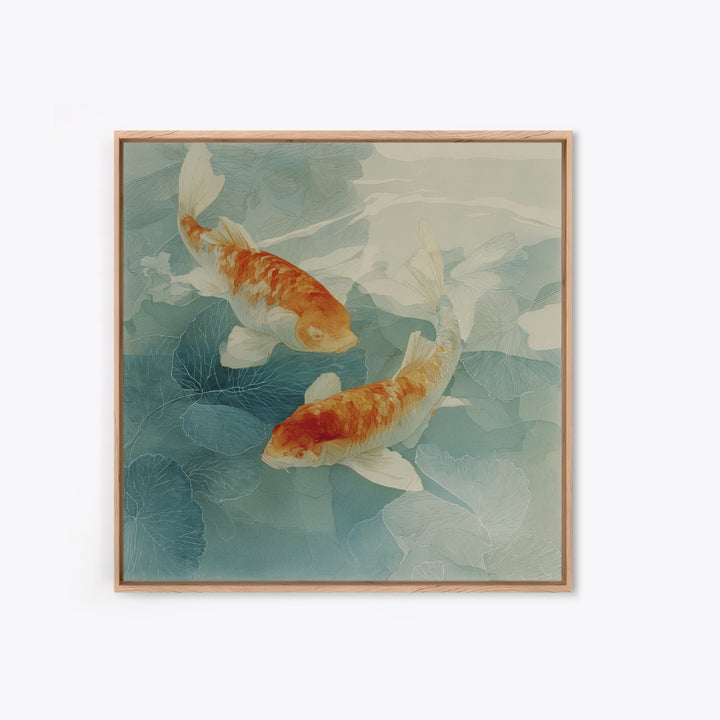 Calm Koi Fish Swimming Through Clear Water Framed Canvas Print, Medical Office Art, Brain Art, Office Decor, Fine Art, Calm, MOA-1x1-46