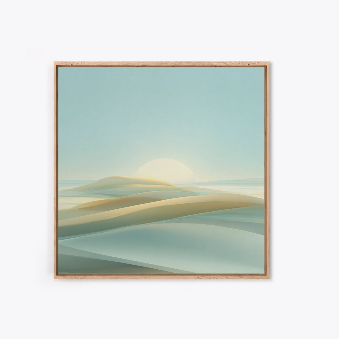 Minimal Sunrise over Rounded Hills Framed Canvas Print, Medical Office Art, Medical Office Decor, Office Decor, Fine Art, Calm, MOA-1x1-47