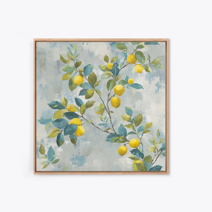 Fresh Citrus and Leaves for Bright Optimism Framed Canvas Print, Medical Office Art, Wall Decor, Office Decor, Fine Art, Calm, MOA-1x1-48