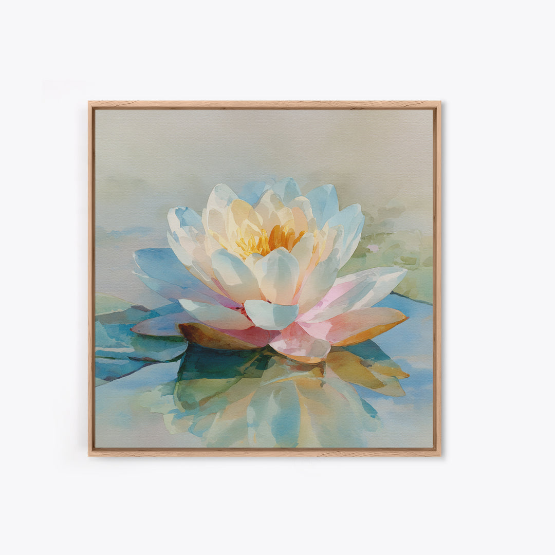 Lotus Flower Floating on Still Water Canvas Print, Medical Office Art, Neuroscience Art, Office Decor, Fine Art, Calm, MOA-1x1-59