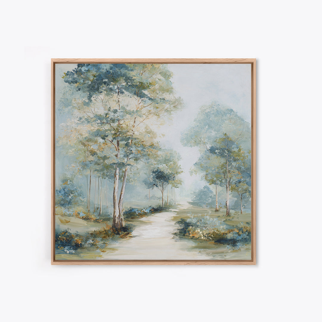 Gentle Forest Path Framed Canvas Print, Medical Office Art, Gallery Decor, Office Decor, Oil Painting, Calm, Contemporary Art, MOA-1x1-65