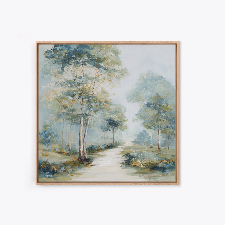 Gentle Forest Path Framed Canvas Print, Medical Office Art, Gallery Decor, Office Decor, Oil Painting, Calm, Contemporary Art, MOA-1x1-65