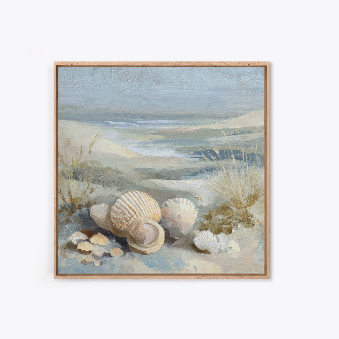 Coastal Shells and Water Study Framed Canvas Print, Medical Office Art, Anatomy Art, Office Decor, Calm, Statement Artwork, MOA-1x1-68