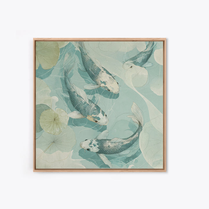 Calm Koi Fish Swimming Through Clear Water Framed Canvas Print, Medical Office Art, Brain Art, Office Decor, Fine Art, Calm, MOA-1x1-70