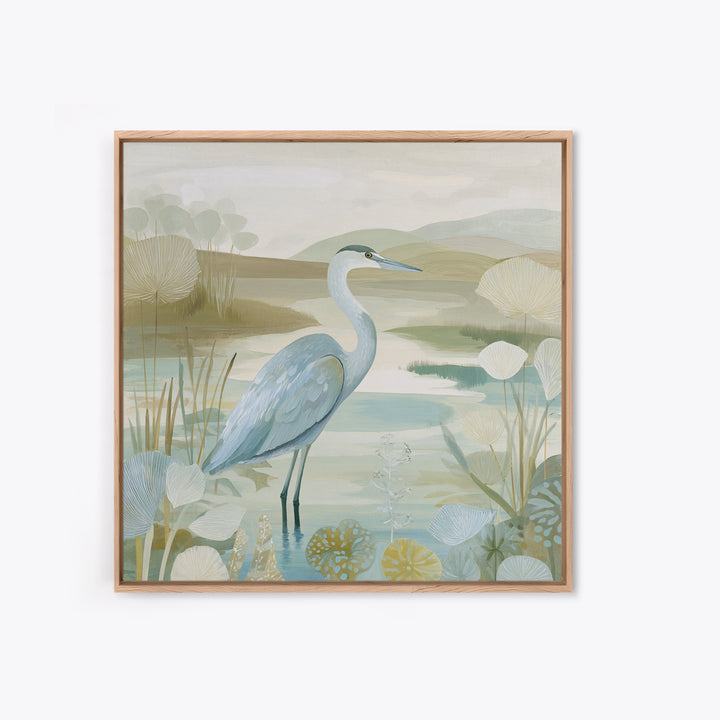 Blue Heron Standing Canvas Print, Medical Office Art, Modern Decor, Office Decor, Fine Art, Calm, Home Decor, Wall Decor, MOA-1x1-86