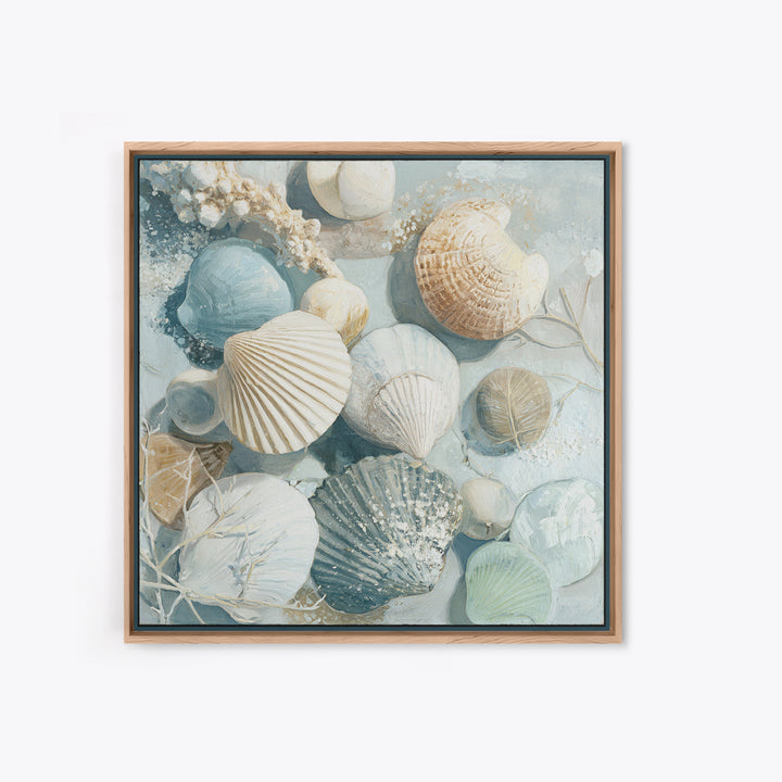 Coastal Shells and Water Study Canvas Print, Medical Office Art, Science Art, Office Decor, Fine Art, Calm, Textured Painting, MOA-1x1-92
