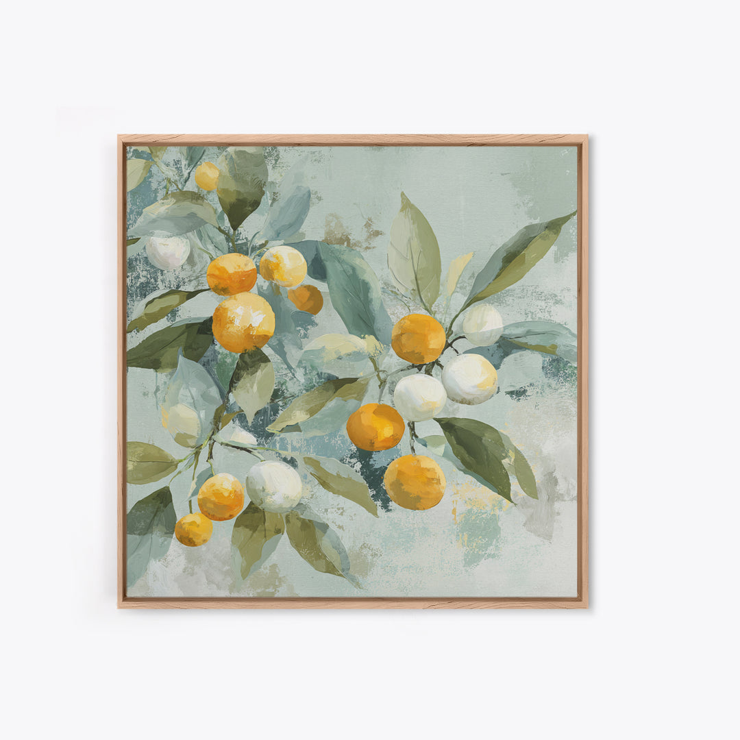 Fresh Citrus and Leaves for Bright Optimism Framed Canvas Print, Medical Office Art, Printable Wall Art, Office Decor, Calm, MOA-1x1-96