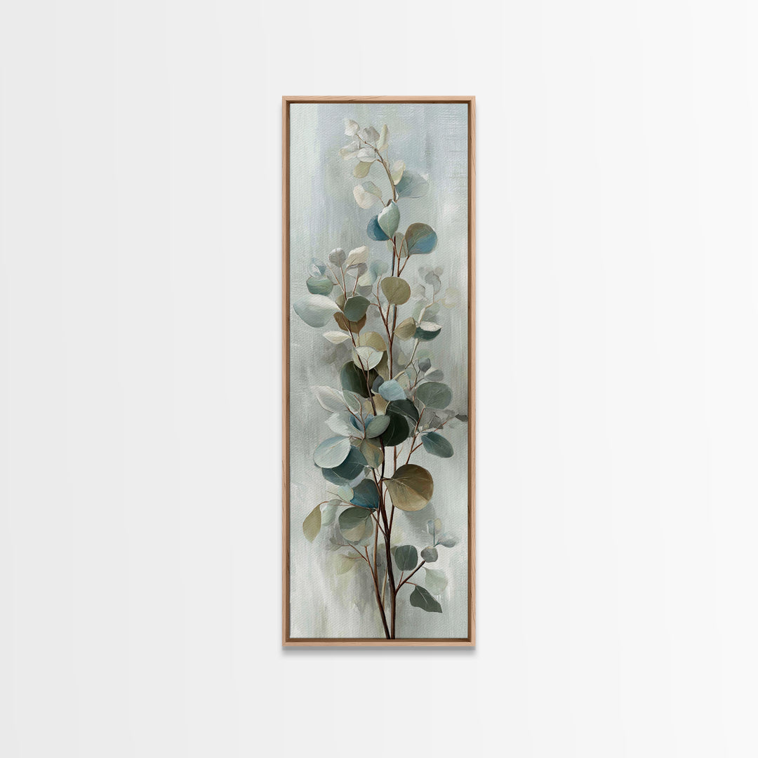 Botanical Eucalyptus Branch Framed Canvas Print, Medical Office Art, Home Decor, Office Decor, Fine Art, Calm, Medical Art, MOA-1x3-15
