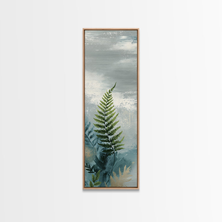 Minimal Green Fern Specimen Framed Canvas Print, Medical Office Art, Luxury Decor, Office Decor, Calm, Digital Wall Art, MOA-1x3-20