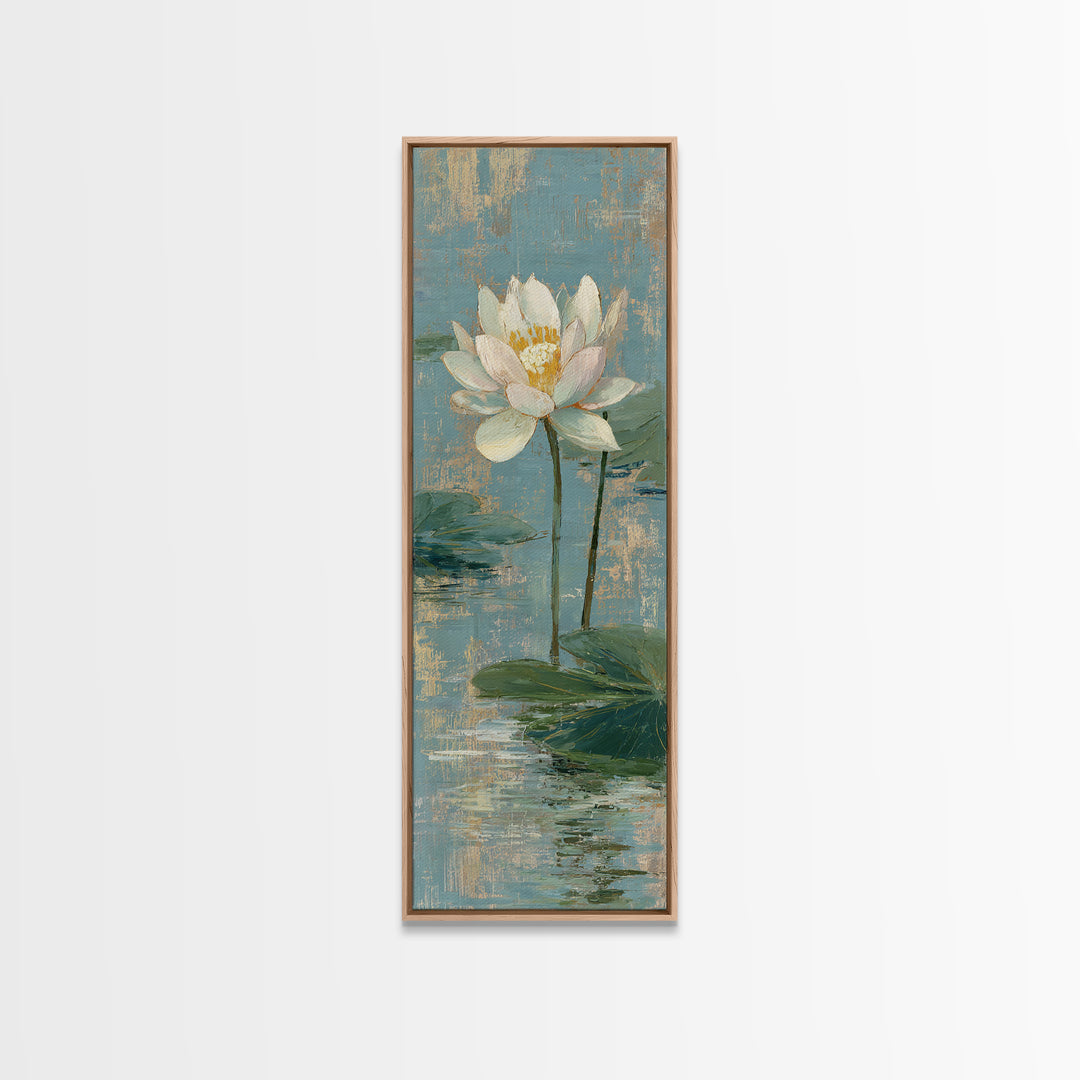 Lotus Flower Floating on Still Water Canvas Print, Medical Office Art, Digital Art, Office Decor, Watercolor Art, Calm, MOA-1x3-23