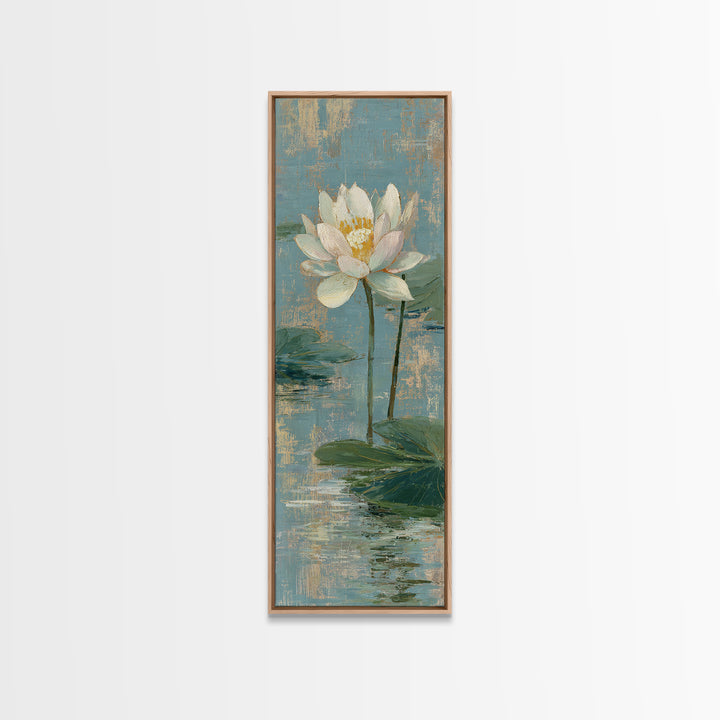 Lotus Flower Floating on Still Water Canvas Print, Medical Office Art, Digital Art, Office Decor, Watercolor Art, Calm, MOA-1x3-23