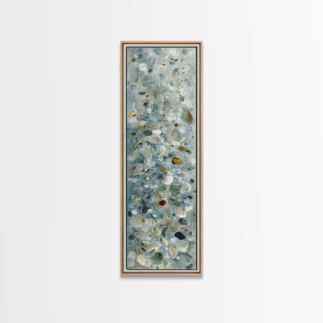 Coastal Shells and Water Study Canvas Print, Medical Office Art, Textured Painting, Office Decor, Calm, Minimalist Art, MOA-1x3-32