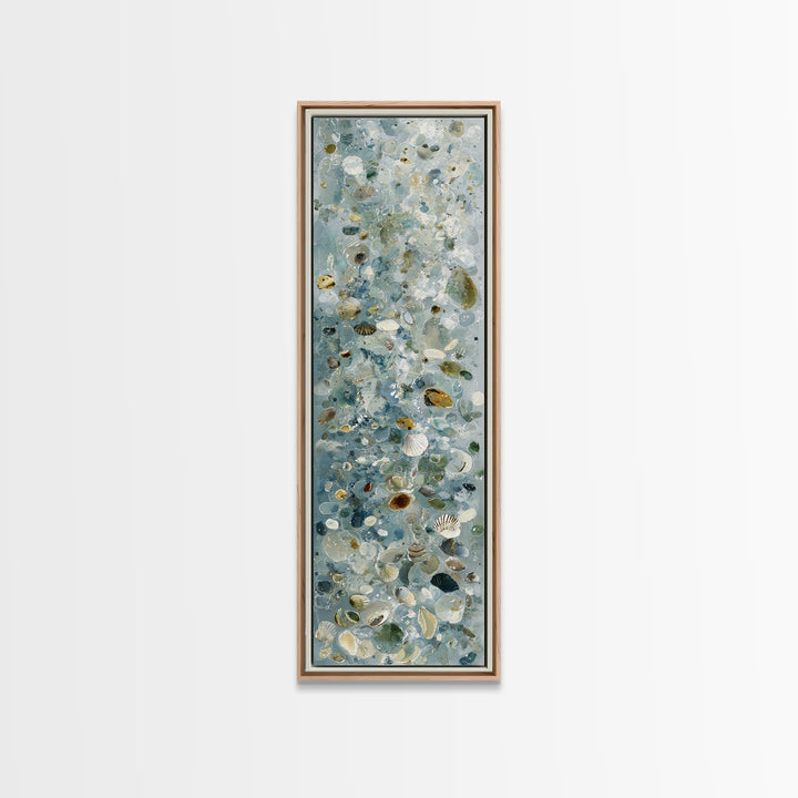 Coastal Shells and Water Study Canvas Print, Medical Office Art, Textured Painting, Office Decor, Calm, Minimalist Art, MOA-1x3-32