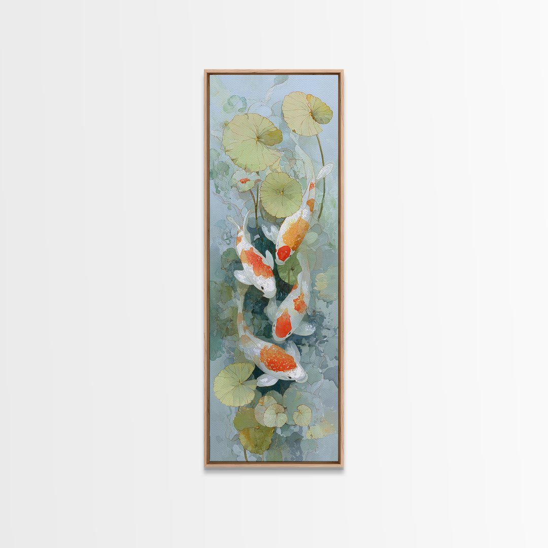 Calm Koi Fish Swimming Through Clear Water Framed Canvas Print, Medical Office Art, School Nurse Art, Office Decor, MOA-1x3-58