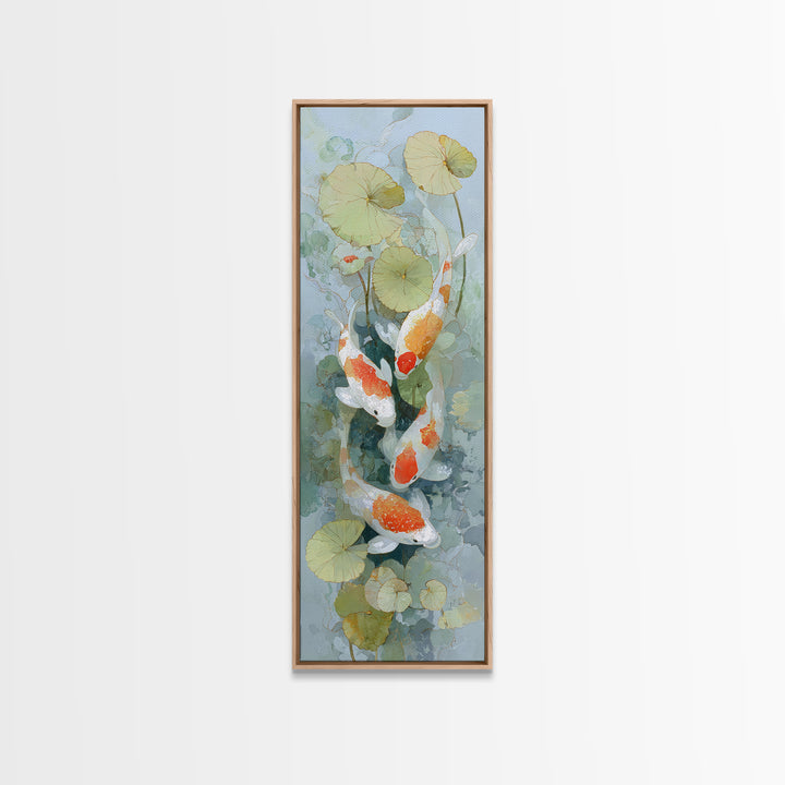 Calm Koi Fish Swimming Through Clear Water Framed Canvas Print, Medical Office Art, School Nurse Art, Office Decor, MOA-1x3-58