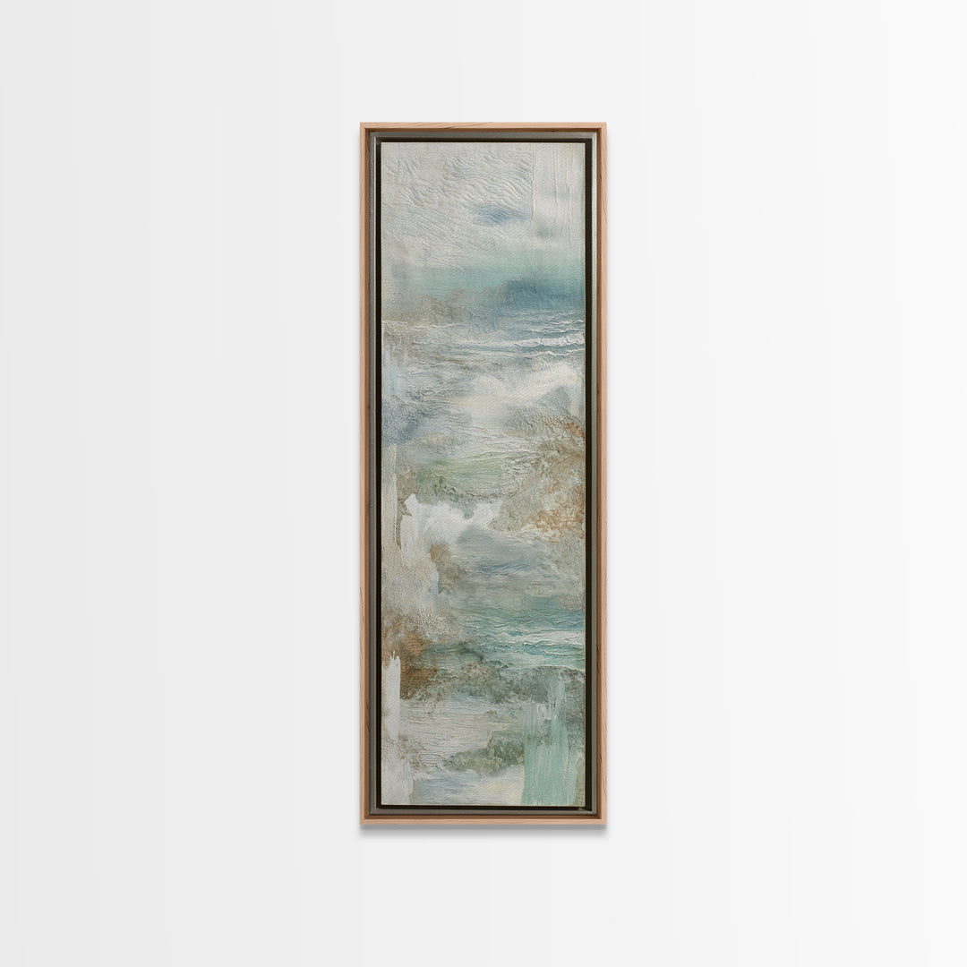 Coastal Shells and Water Study Framed Canvas Print, Medical Office Art, Medical Art, Office Decor, Fine Art, Calm, Biology Art, MOA-1x3-80