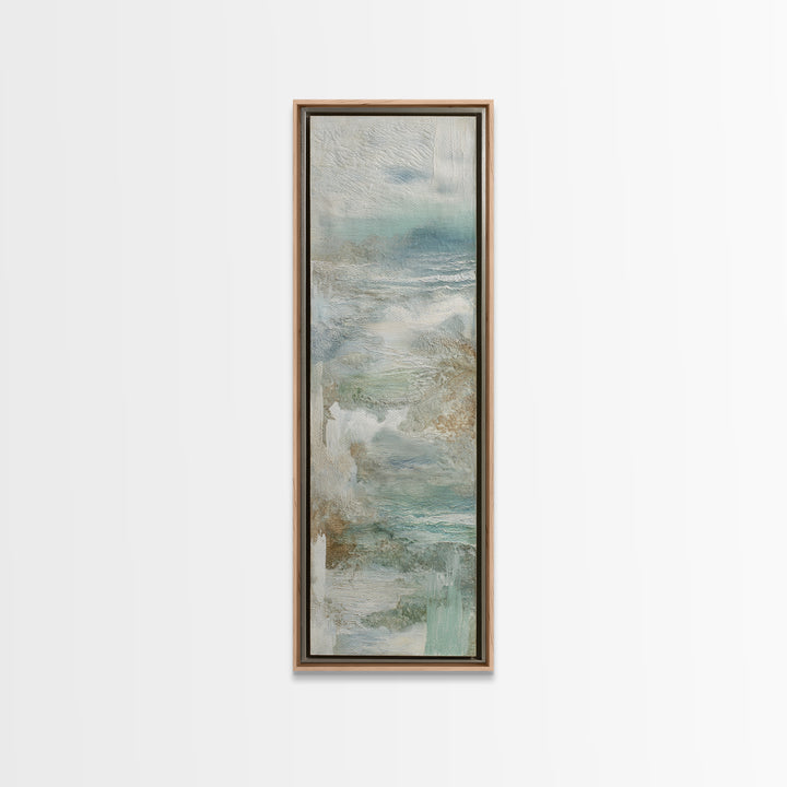 Coastal Shells and Water Study Framed Canvas Print, Medical Office Art, Medical Art, Office Decor, Fine Art, Calm, Biology Art, MOA-1x3-80