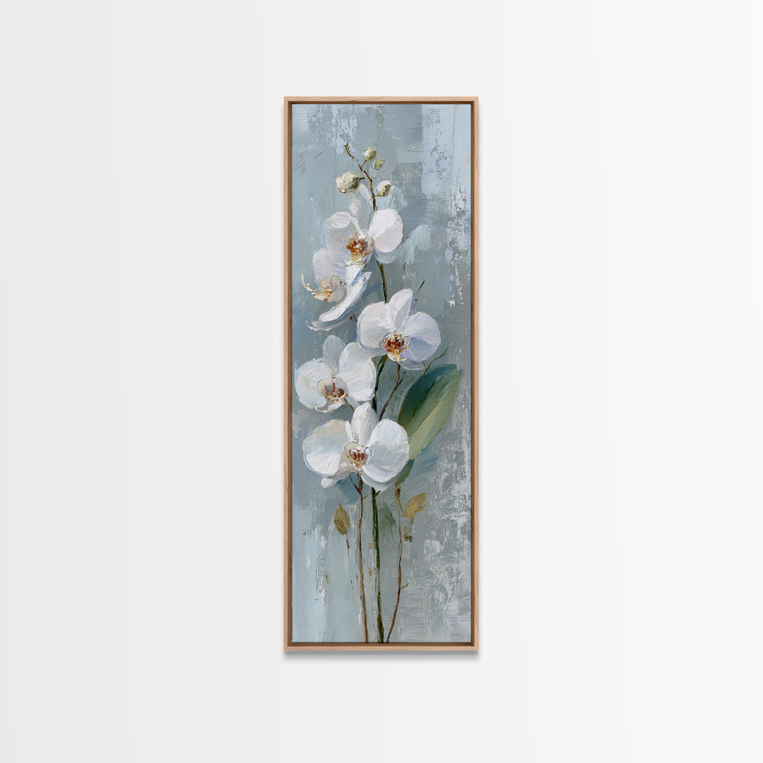 White Orchid on Gray Stone Surface Canvas Print, Medical Office Art, Art Print, Office Decor, Oil Painting, Calm, Printable Art, MOA-1x3-90