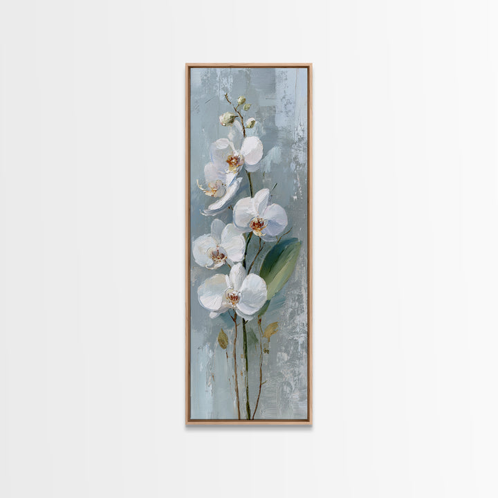 White Orchid on Gray Stone Surface Canvas Print, Medical Office Art, Art Print, Office Decor, Oil Painting, Calm, Printable Art, MOA-1x3-90