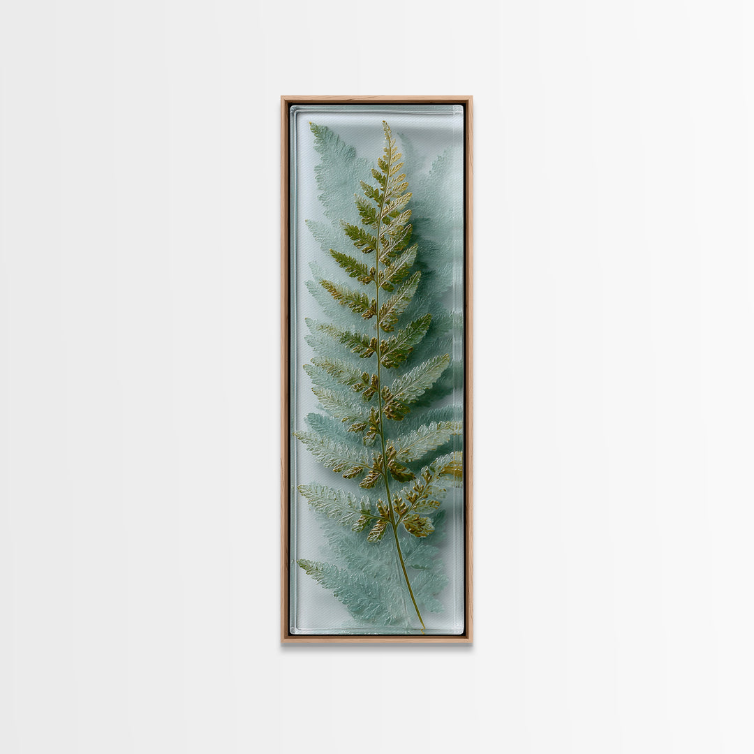 Minimal Green Fern Specimen Framed Canvas Print, Medical Office Art, Anatomy Wall Art, Office Decor, Calm, Neuroscience Art, MOA-1x3-92