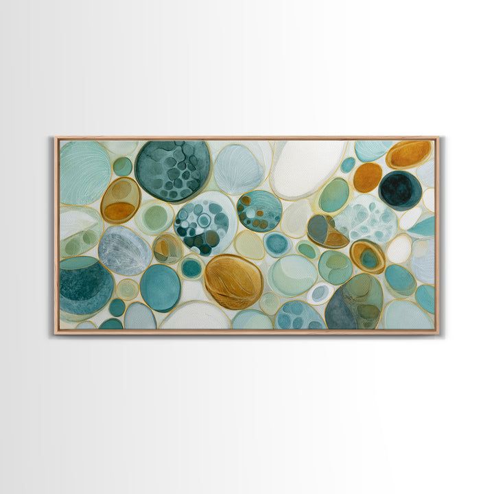 Abstract Cells and Circles as Soothing Pattern Framed Canvas Print, Medical Office Art, Home Decor, Office Decor, Calm, MOA-2x1-1