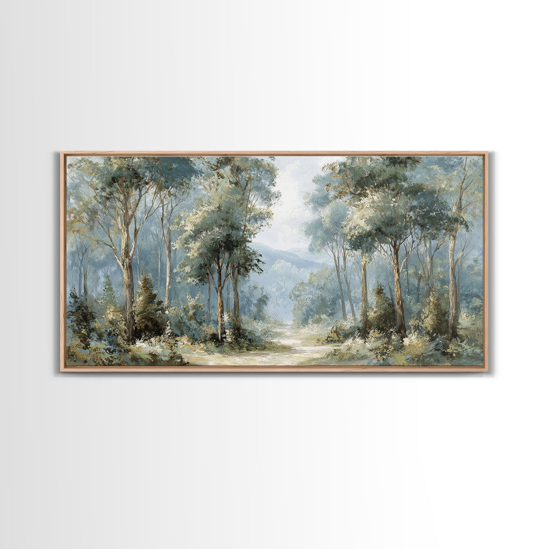 Gentle Forest Path Framed Canvas Print, Medical Office Art, Minimalist Decor, Office Decor, Fine Art, Calm, Dental Office Decor, MOA-2x1-13