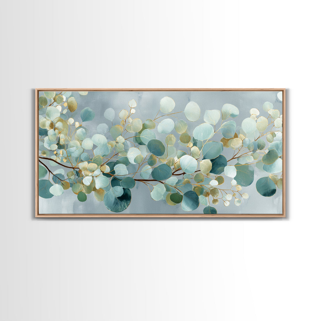 Botanical Eucalyptus Branch Framed Canvas Print, Medical Office Art, Digital Wall Art, Office Decor, Watercolor Art, Calm, MOA-2x1-23