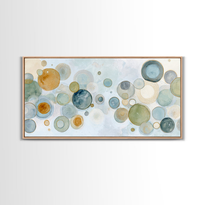 Abstract Cells and Circles as Soothing Pattern Framed Canvas Print, Medical Office Art, Home Decor, Office Decor, Calm, MOA-2x1-25