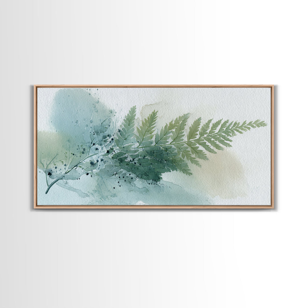 Minimal Green Fern Specimen Framed Canvas Print, Medical Office Art, Minimalist Decor, Office Decor, Calm, Dental Office Decor, MOA-2x1-28