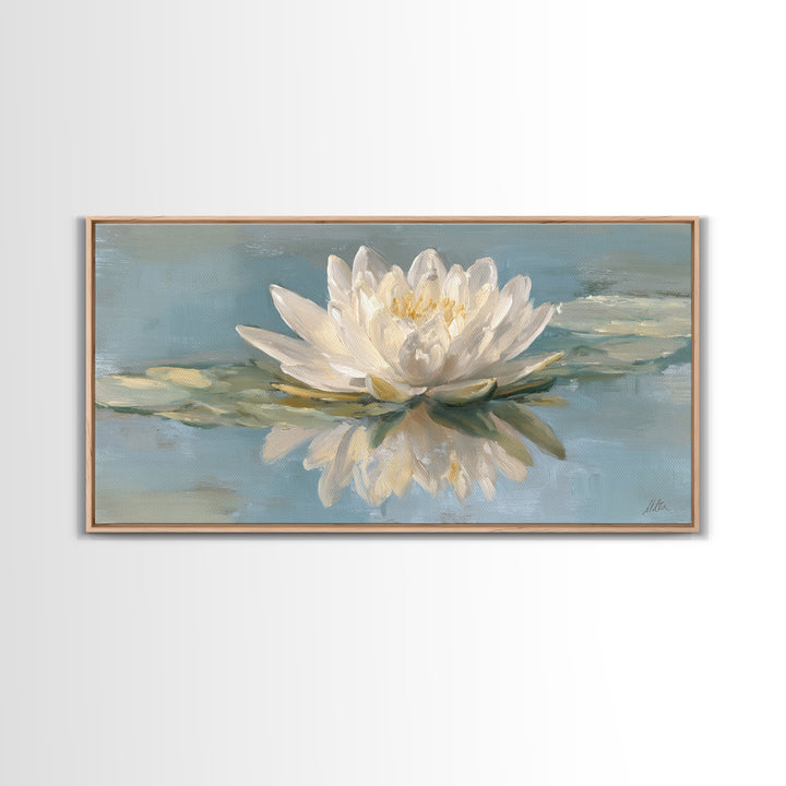 Lotus Flower Floating on Still Water Canvas Print, Medical Office Art, Medical Student Gift, Office Decor, Fine Art, Calm, MOA-2x1-31