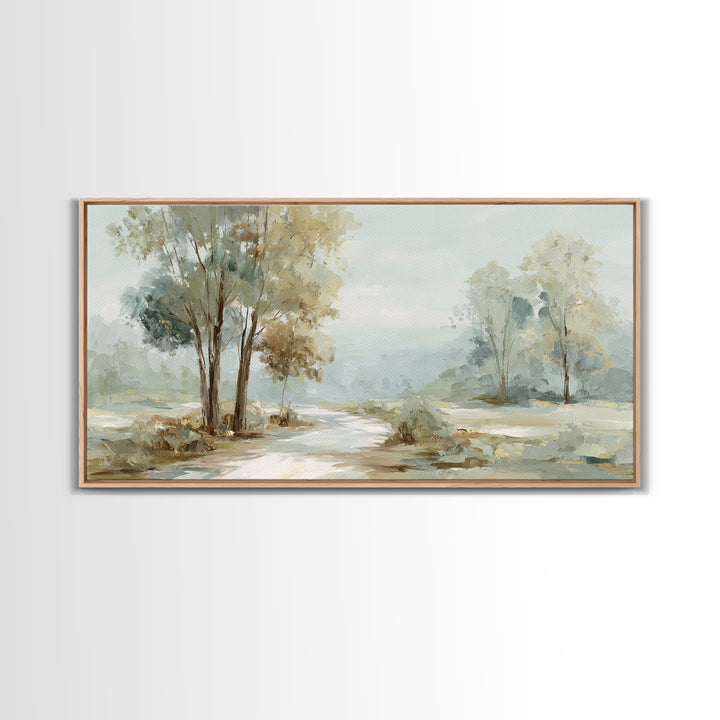 Gentle Forest Path Framed Canvas Print, Medical Office Art, Minimalist Decor, Office Decor, Fine Art, Calm, Dental Office Decor, MOA-2x1-37