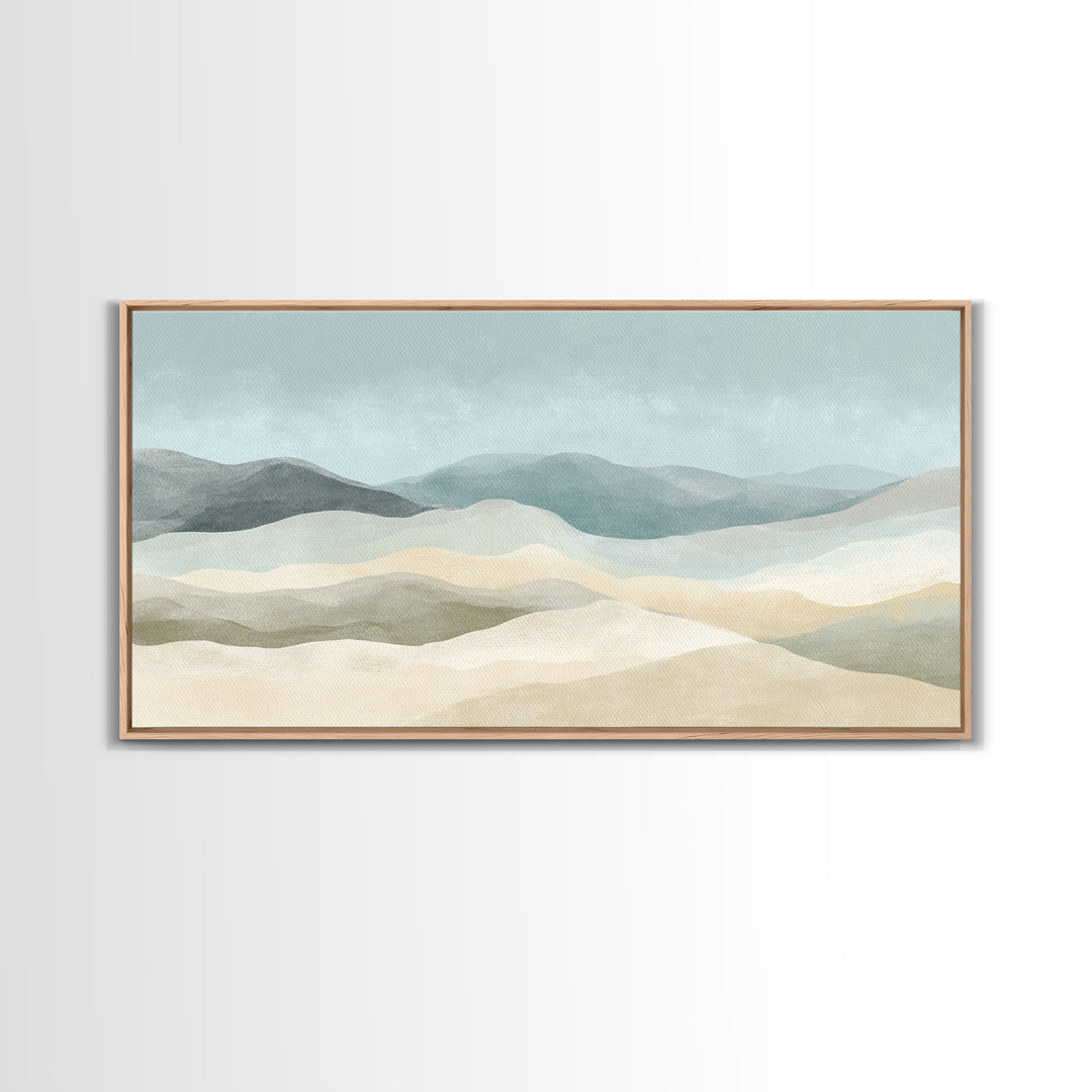Minimal Sunrise over Rounded Hills Framed Canvas Print, Medical Office Art, Office Decor, Fine Art, Calm, Brain Poster, MOA-2x1-43
