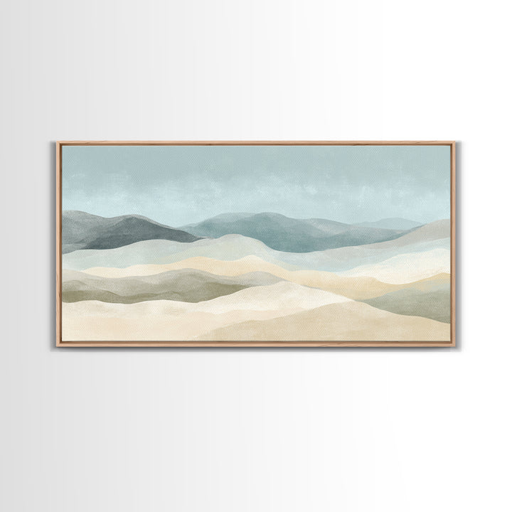 Minimal Sunrise over Rounded Hills Framed Canvas Print, Medical Office Art, Office Decor, Fine Art, Calm, Brain Poster, MOA-2x1-43