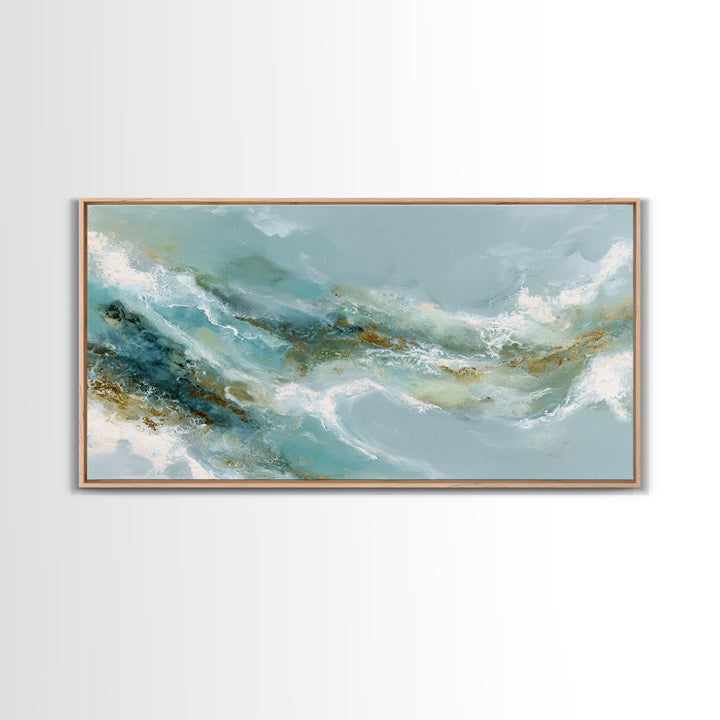 Calming Blue Abstract Framed Canvas Print, Medical Office Art, Digital Wall Art, Office Decor, Calm, Healthcare Wall Art, MOA-2x1-45