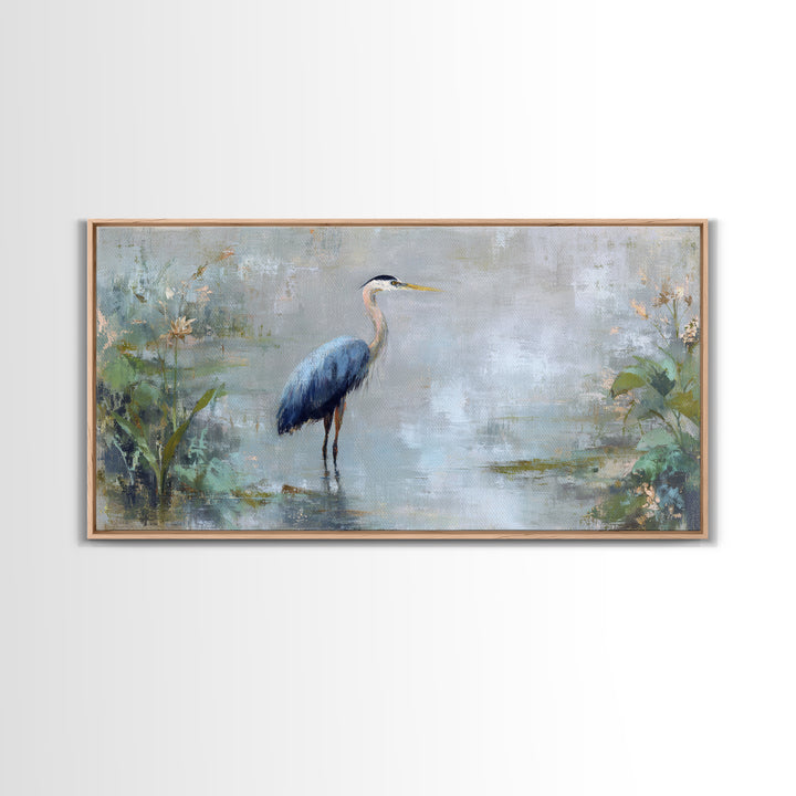 Blue Heron Standing Canvas Print, Medical Office Art, Wall Art, Office Decor, Fine Art, Calm, Printable Card, Medical Art, MOA-2x1-58