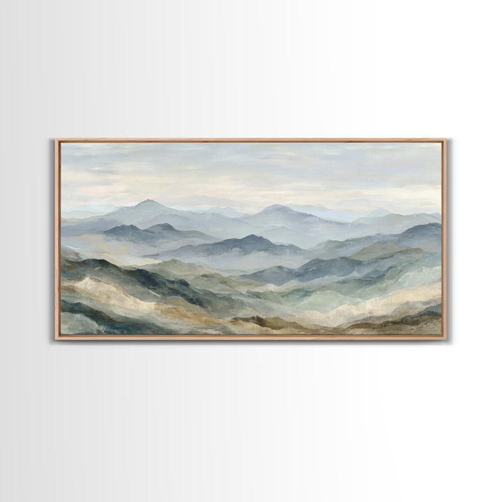 Soft Mountain Landscape Canvas Print, Medical Office Art, Digital Art, Office Decor, Oil Painting, Calm, Medical Decor, MOA-2x1-70