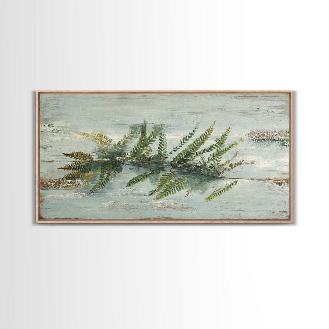 Minimal Green Fern Specimen Canvas Print, Medical Office Art, Medical Decor, Office Decor, Fine Art, Calm, Science Art, MOA-2x1-76