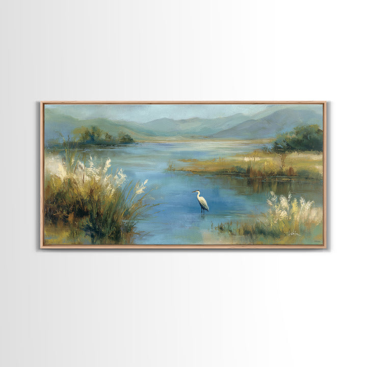 Blue Heron Standing Canvas Print, Medical Office Art, Wall Art, Office Decor, Fine Art, Calm, Printable Card, Medical Art, MOA-2x1-82