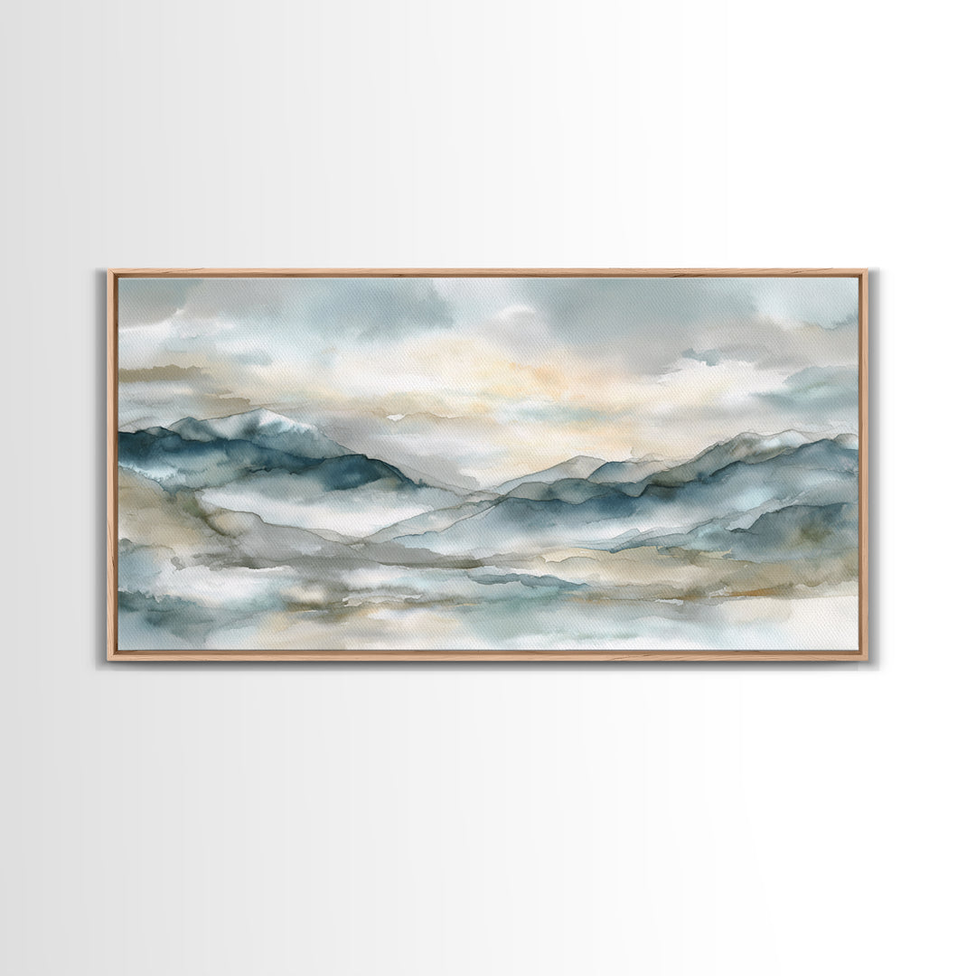 Soft Mountain Landscape Canvas Print, Medical Office Art, Digital Art, Office Decor, Oil Painting, Calm, Medical Decor, MOA-2x1-94