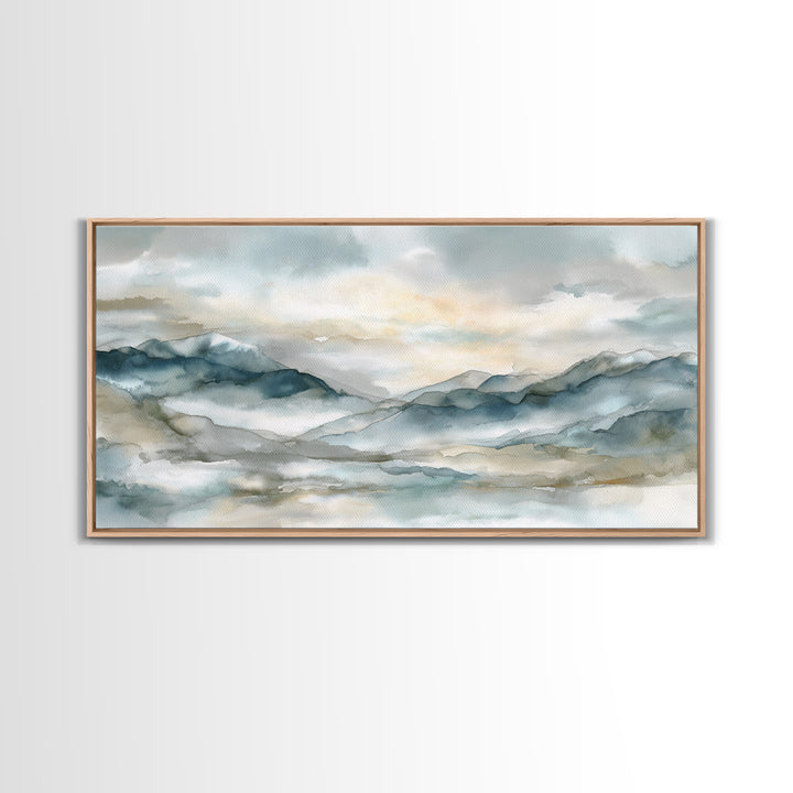 Soft Mountain Landscape Canvas Print, Medical Office Art, Digital Art, Office Decor, Oil Painting, Calm, Medical Decor, MOA-2x1-94