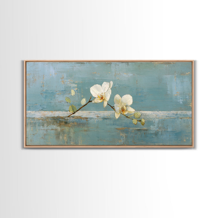 White Orchid on Gray Stone Surface Canvas Print, Medical Office Art, Printable Wall Art, Office Decor, Fine Art, Calm, MOA-2x1-98